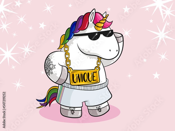 Fototapeta Rapper Comic Einhorn