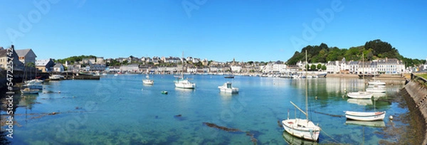 Fototapeta panoramic view of the beautiful fishing port of Audierne, near the famous Pointe du Raz, in the Finistère department in Brittany