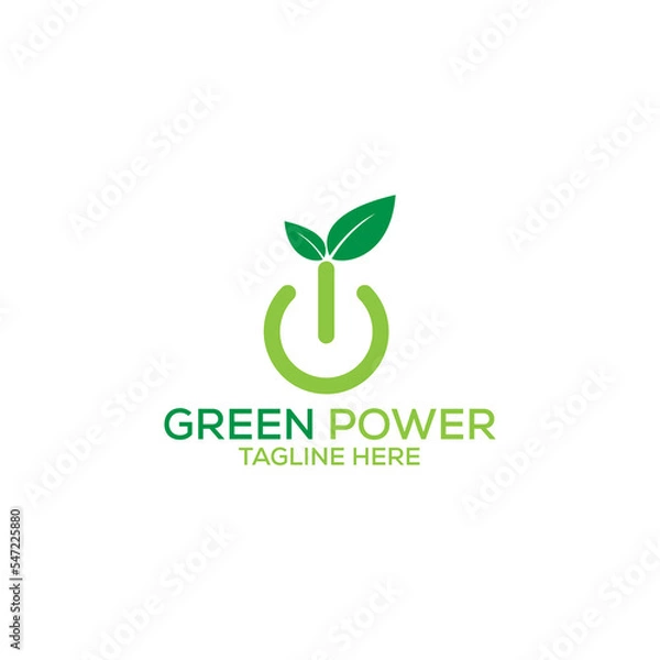 Fototapeta Green Simple Power Logo,