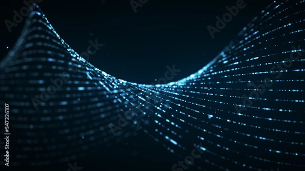 Obraz 青のパーティクルの波。キラキラ背景。