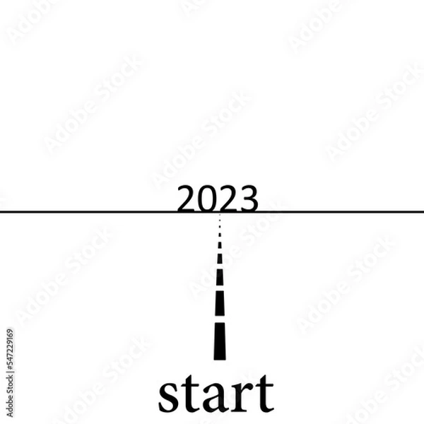 Obraz Start of 2023, black on white background