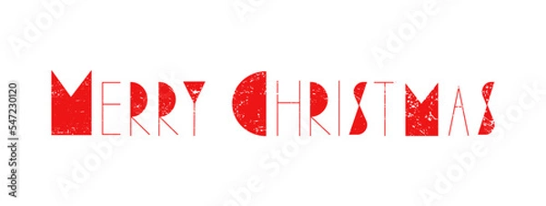 Fototapeta Merry Christmas, abstract vintage lettering on a white background. Original geometric style.