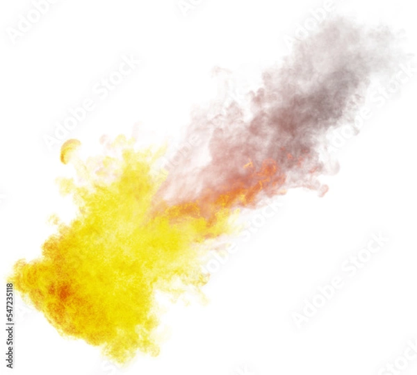 Obraz Fireball with smoke. Nuclear explosion. Fiery flame, 3d render. Realistic fire. Transparent background, PNG file