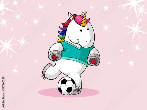 Fototapeta Fußball Comic Einhorn