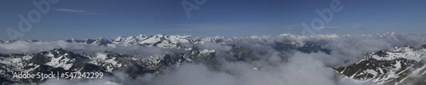Fototapeta panorama depuis le pic du midi sur les sommets environnants