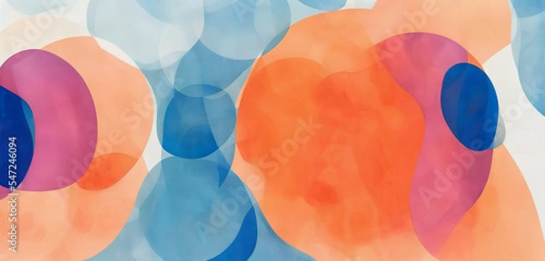 Fototapeta Watercolor abstract art composition background wallpaper design illustration for fine arts prints, wall art, cover or background mockup frame HD display