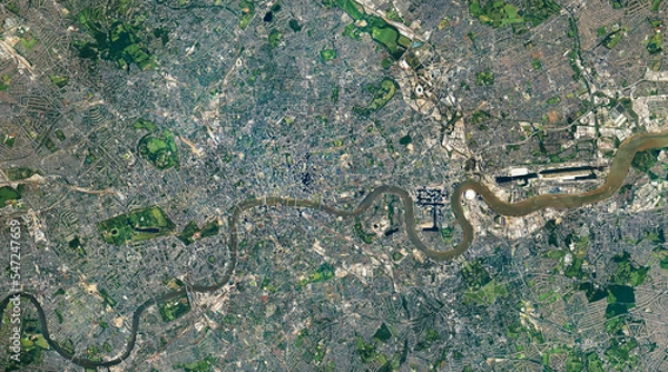 Fototapeta Satellite view of London, United Kingdom from the space. Elements of this image furnished by NASA.