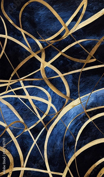 Fototapeta Blue and black canvas print. Modern art. Designed using generative ai.