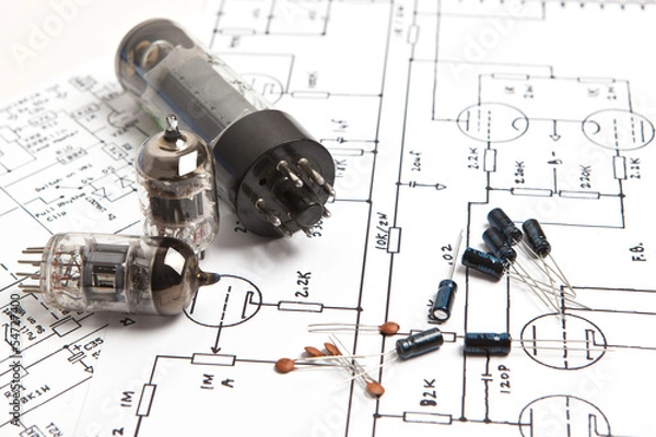 Fototapeta Electronic schematic tube amp