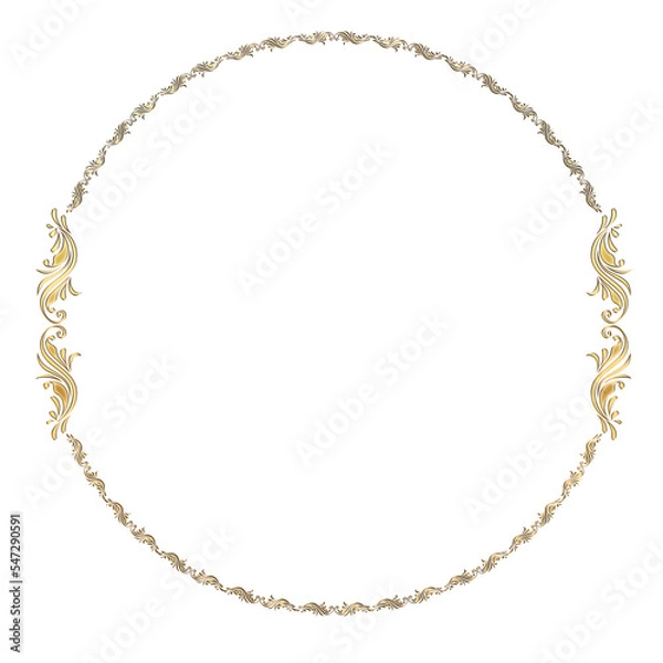 Fototapeta イラスト素材: レトロ、アンティーク、ビンテージのゴールドメタリックのフレーム。飾り罫オーナメント