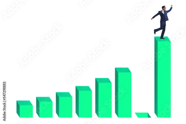 Fototapeta Businessman in growth concept with bar charts