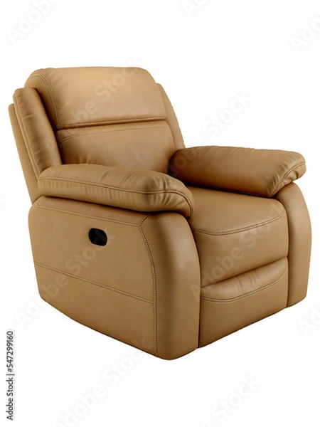 Obraz Cream cozy single sofa mockup. Perspective. Transparent. Png