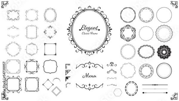 Fototapeta エレガントで上品おしゃれなクラシックアンティークフレームイラスト素材01