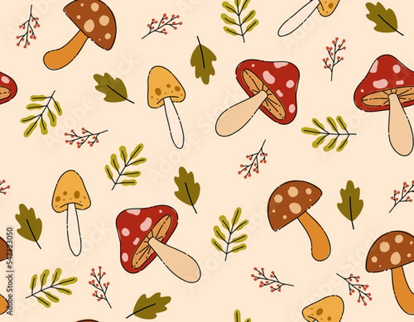 Obraz Cute Mushroom seamless pattern