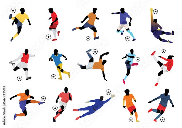 Obraz vector illustration set of various poses of soccer players