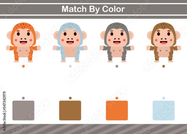 Obraz Match by color of animal Educational game for kindergarten Matching game for kids