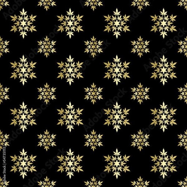 Obraz Christmas snowflakes with cannabis leaf seamless vector pattern