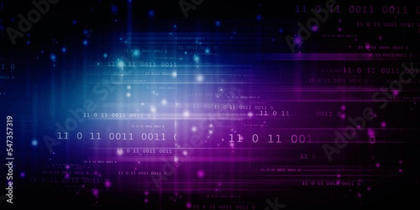 Fototapeta 2d illustration abstract digital binary data on computer screen