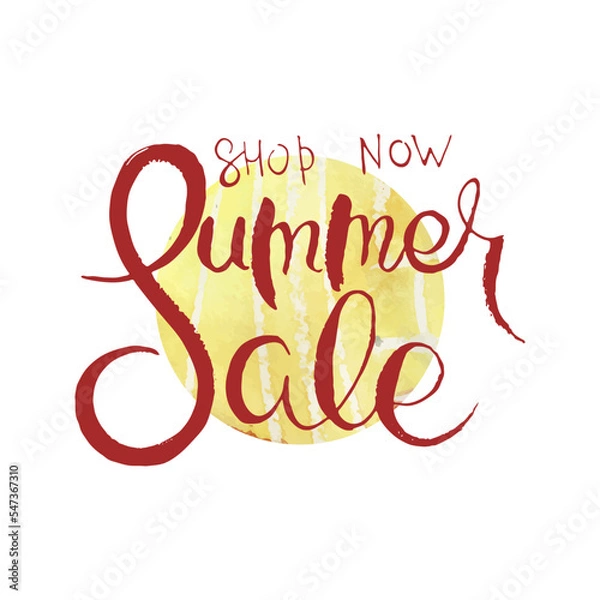 Obraz Summer Sale. Ink lettering art. Hand drawn lettering phrase. Modern brush calligraphy card. Illustration isolated on white background
