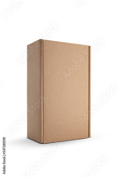 Fototapeta cardboard rectangular packaging box isolated on white background