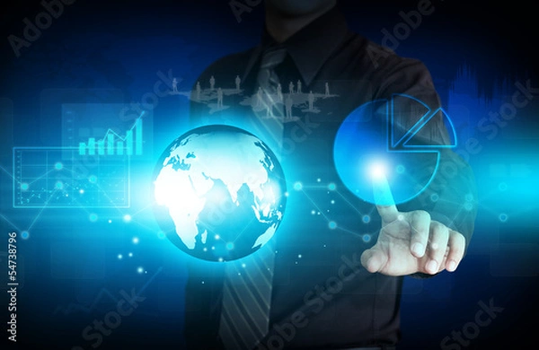 Fototapeta Business person working with modern virtual technology