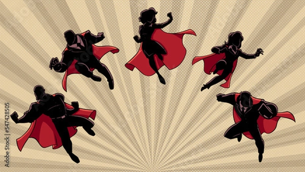 Obraz Super Business Heroes Team Silhouettes in Action