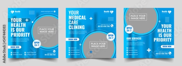 Fototapeta Healthcare social media post and medical square web banner template