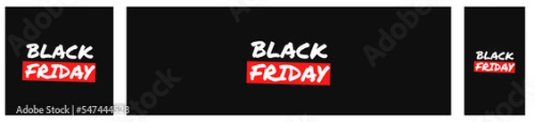 Fototapeta Black Friday Social Media and WebSites Banners in 4:3, Instagram Stories and Header sizes. Red Discount Banners Set.