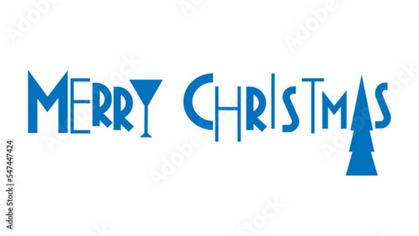Fototapeta Merry Christmas, abstract geometric inscription on a white background.