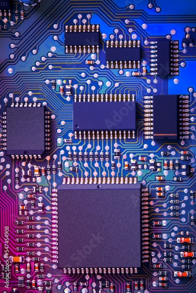 Obraz Electronic circuit board close up.	