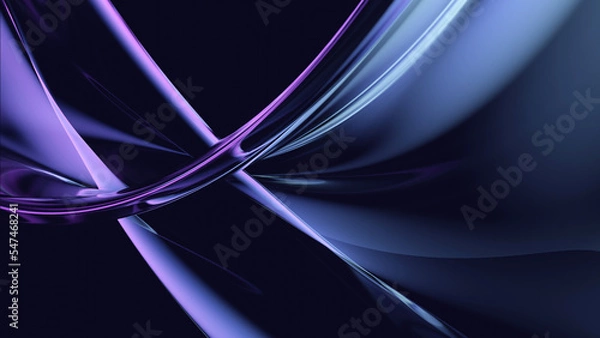 Fototapeta Abstrakcyjna holograficzna, opalizująca, neonowa fala z płynnego szkła w ruchu ciemnego tła renderowania 3d. Gradientowy element projektu banerów, tła, tapet i okładek.