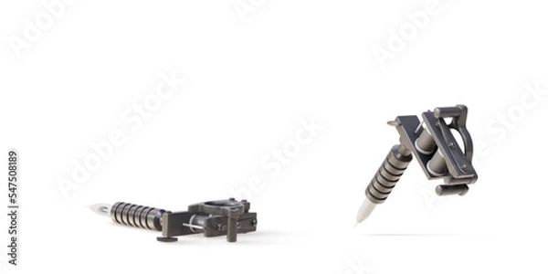 Fototapeta 3d two  Realistic tattoo machine with black and metal elements on white background. Vector illustration.