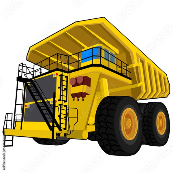 Obraz Dump truck flat design vector. Heavy equipment  vector illustration. 