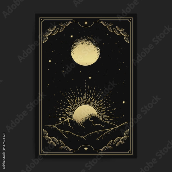 Obraz Planet landscape with sun and planets orbits hand drawn illustration