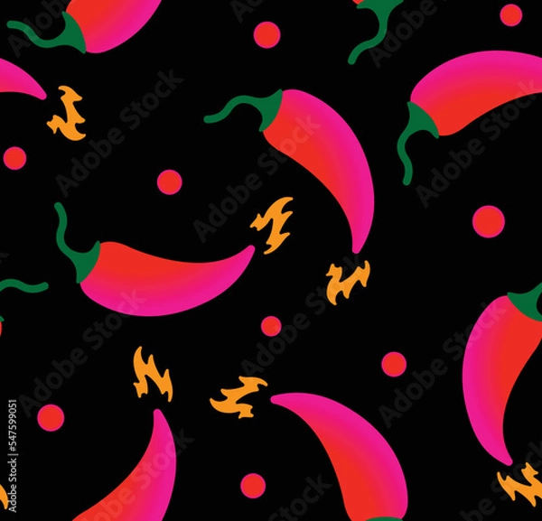 Fototapeta Spicy Chili hot Seamless Vector pattern