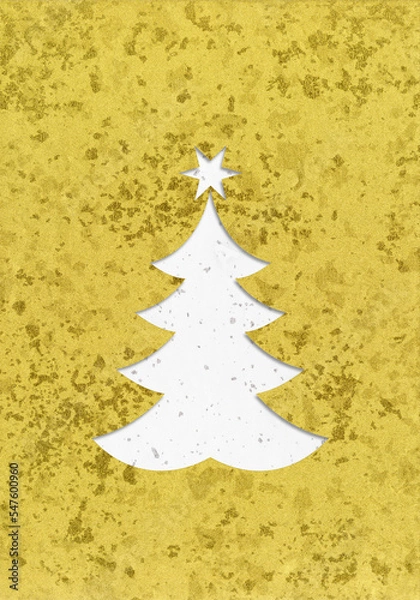 Obraz 和風デザインのクリスマスツリー、上品な金箔和紙と銀の砂子大礼紙