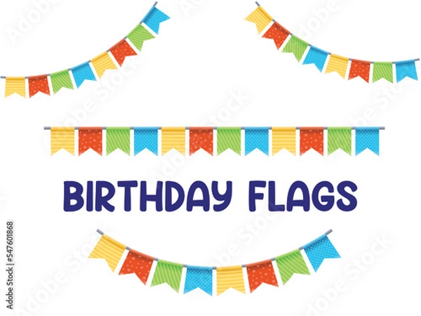 Fototapeta Colorful dovetail shape flag on white background. Rainbow colors buntings and flags. 