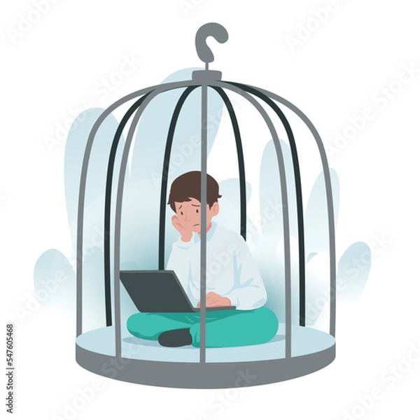 Fototapeta Illustration graphic of Stuck in Coding Issues. Perfect for banner, social media, etc.