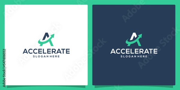 Fototapeta Acceleration logo design template with initial letter A and arrow logo graphic design vector illustration. Symbol, icon, creative.
