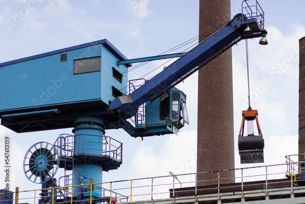 Obraz blue industry lifting crane in work