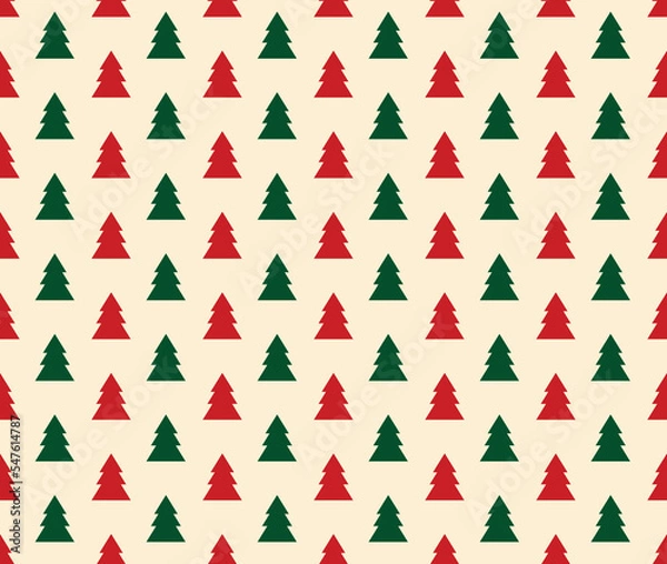 Fototapeta Christmas seamless pattern. Retro background. New year wallpaper. Wrapping paper. Vector illustration.