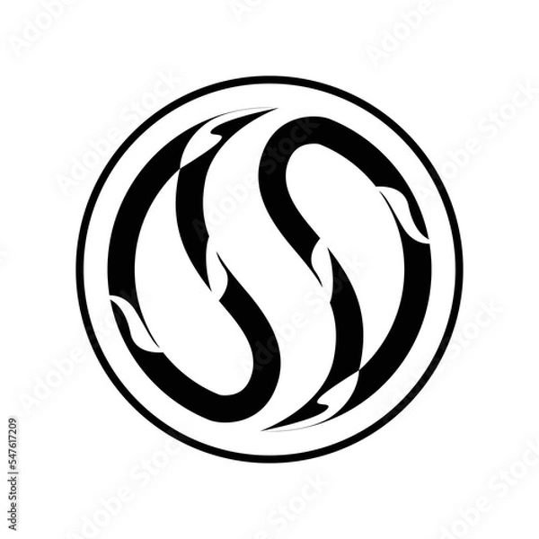 Fototapeta yin yang icon, koi fish logo illustration, a simple vector design