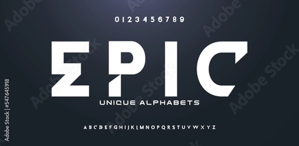 Fototapeta Typography technology electronic digital music future creative font. Abstract minimal modern alphabet fonts. Vector illustration