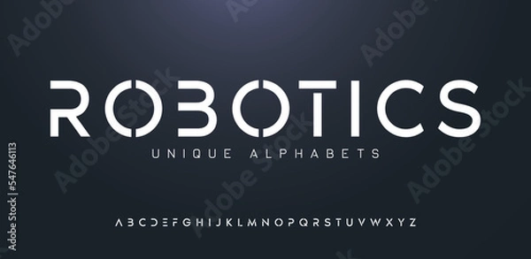 Fototapeta Typography technology electronic digital music future creative font. Abstract minimal modern alphabet fonts. Vector illustration