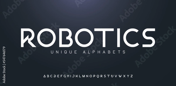 Fototapeta Elegant, minimal font. Alphabet letter fonts for tech. Typography modern style font set for logo, Poster, Banner. Vector typeface illustration.	