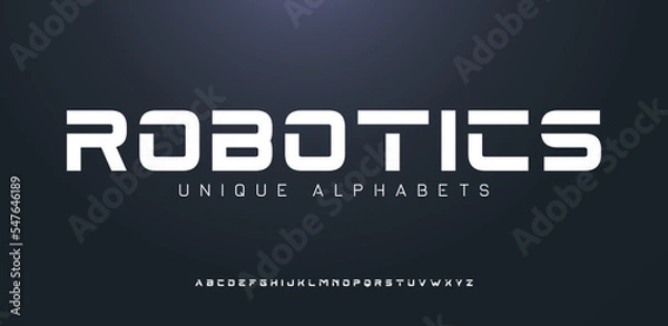Fototapeta Elegant, minimal font. Alphabet letter fonts for tech. Typography modern style font set for logo, Poster, Banner. Vector typeface illustration.	