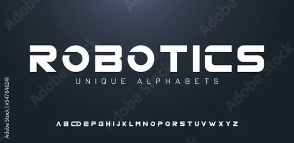 Fototapeta Elegant, minimal font. Alphabet letter fonts for tech. Typography modern style font set for logo, Poster, Banner. Vector typeface illustration.	