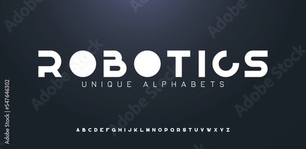 Fototapeta Typography technology electronic digital music future creative font. Abstract minimal modern alphabet fonts. Vector illustration