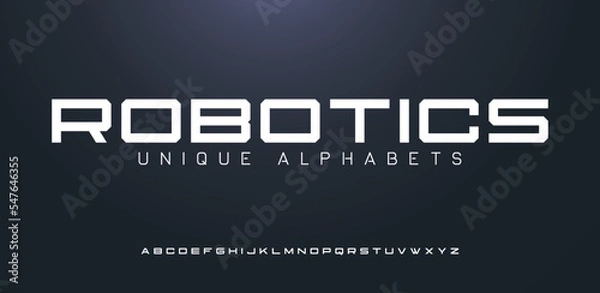 Fototapeta Elegant, minimal font. Alphabet letter fonts for tech. Typography modern style font set for logo, Poster, Banner. Vector typeface illustration.	