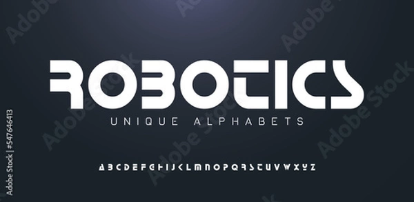 Fototapeta Elegant, minimal font. Alphabet letter fonts for tech. Typography modern style font set for logo, Poster, Banner. Vector typeface illustration.	